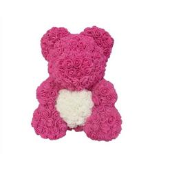 Rozen beer XL | 40cm | liefde | valentijns cadeau | moederdag | kunstrozen | roze met wit buikje